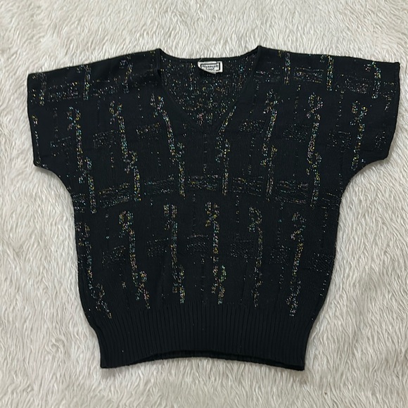 Vintage Keneth too black rainbow knit top size small - Picture 1 of 7